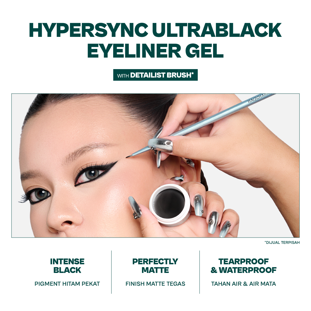 Haquhara Hypersync Ultrablack Eyeliner Gel & Detailist Brush / Matte Eyeliner Gel Pot & Brush Aplikator