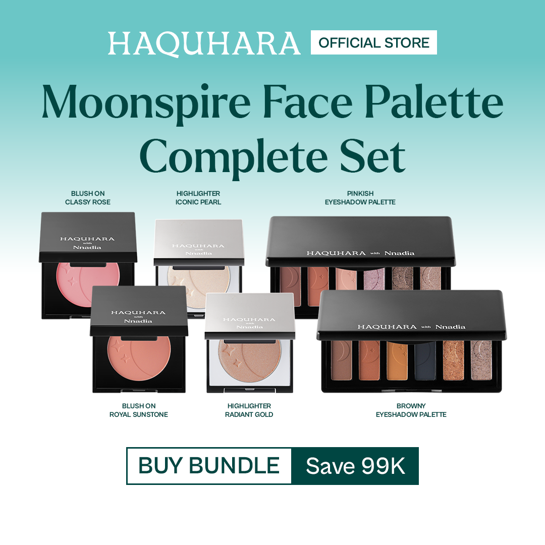 Haquhara with NNADIA Moonspire Face Palette Complete Set - 2 Blush On + 2 Hightlighter + 2 Eyeshadow Palette