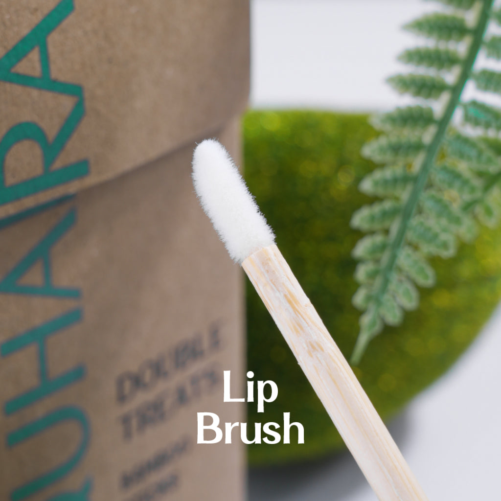 Haquhara Double Treat / Kuas Lips Spoolie Disposable Bamboo Brush