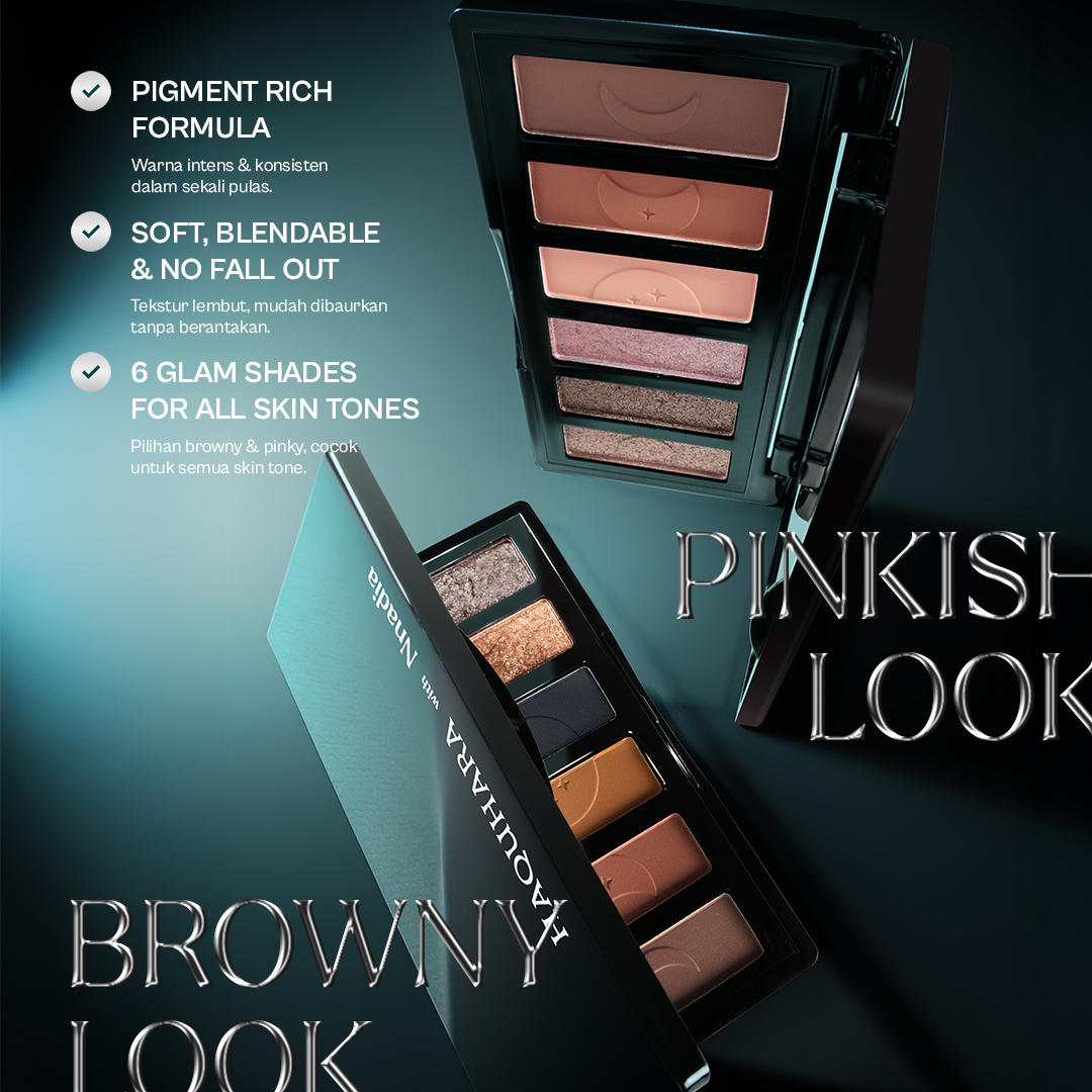 [BUNDLE 3PC] Haquhara with NNADIA Moonspire Browny Glam Set - Blush On Royal Sunstone + Highlighter Radiant Gold + Browny Eyeshadow Palette