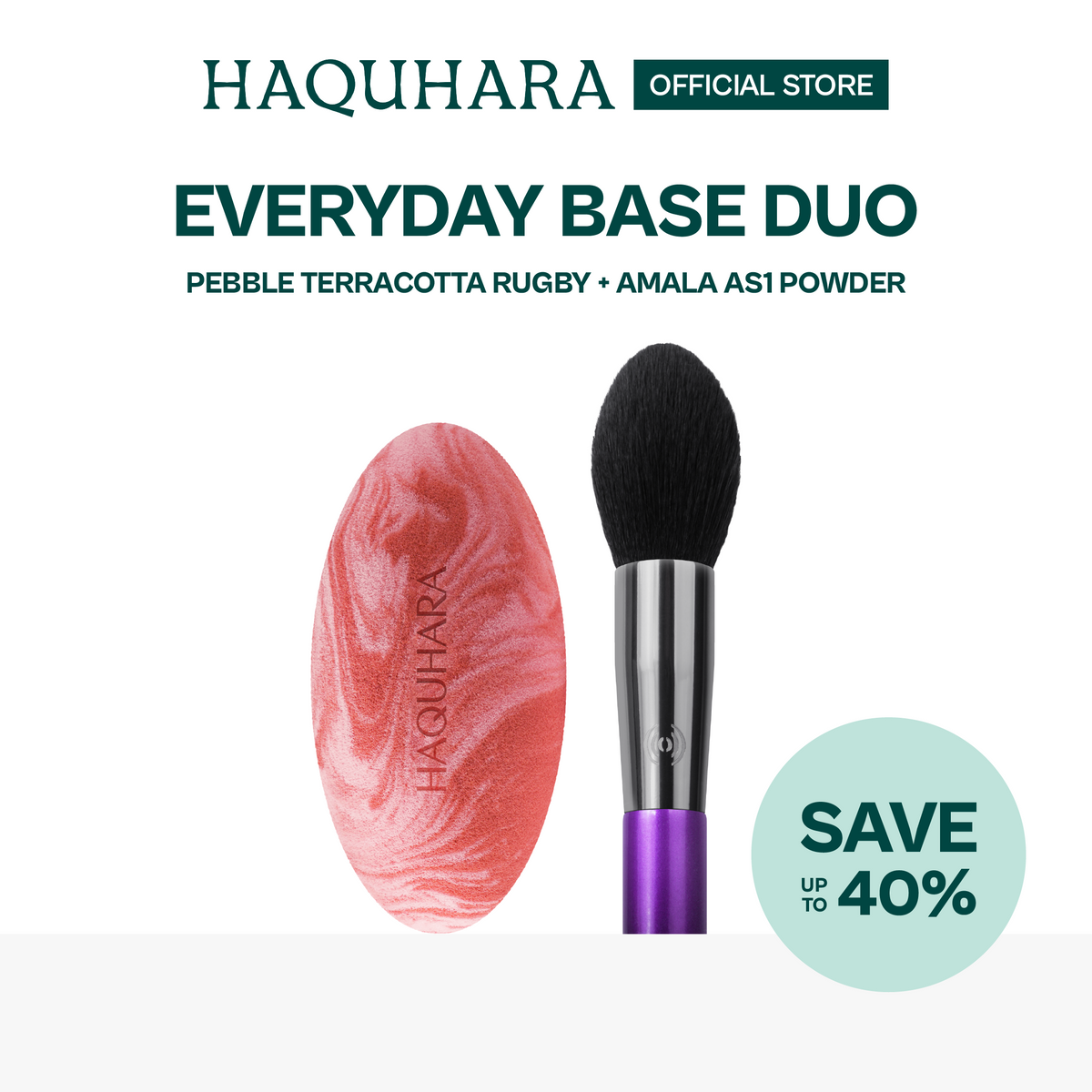 [BUNDLE 2PC] Haquharra Everyday Basic Duo - Brush & Makeup Sponge / Makeup Tools Biginner Friendly
