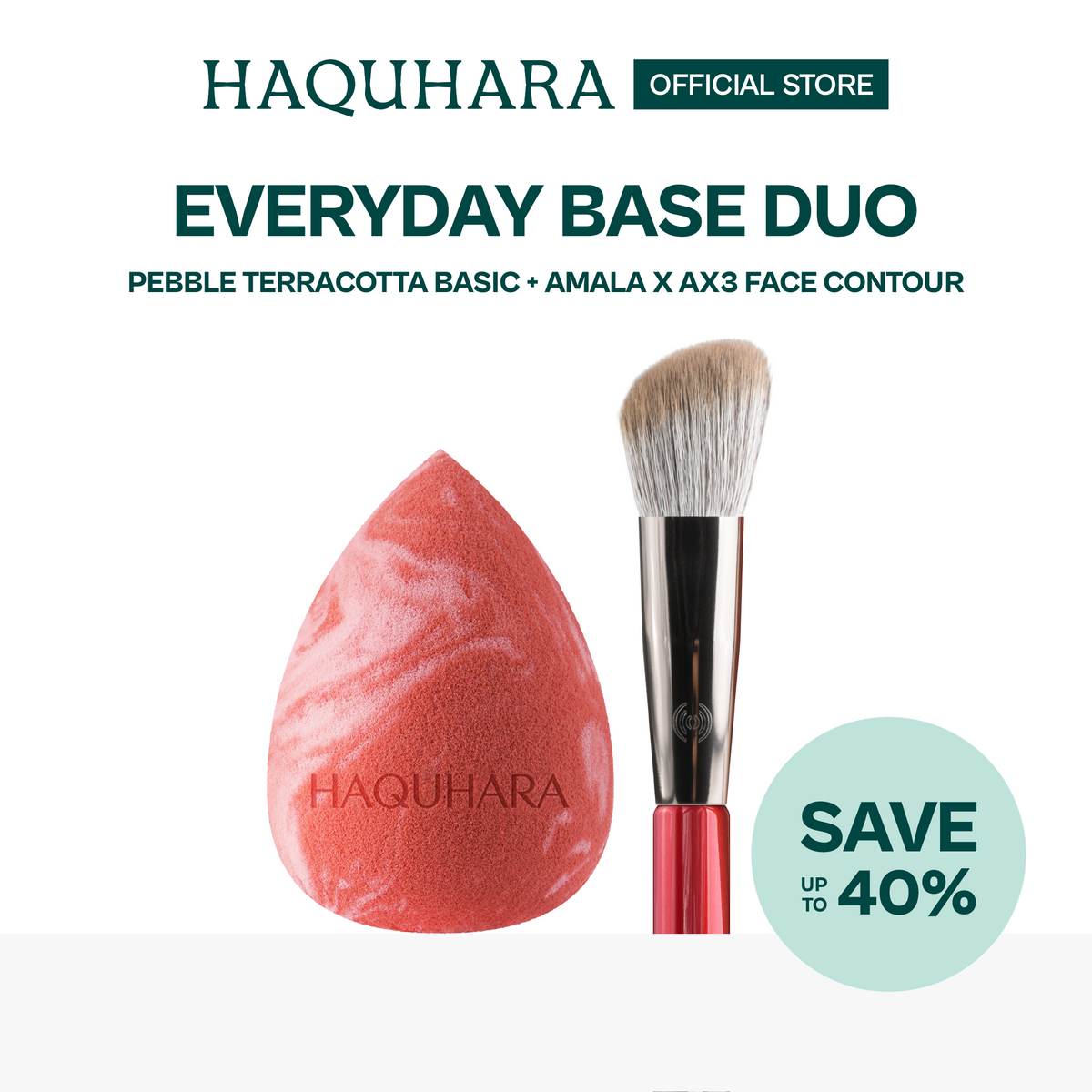 [BUNDLE 2PC] Haquharra Everyday Basic Duo - Brush & Makeup Sponge / Makeup Tools Biginner Friendly