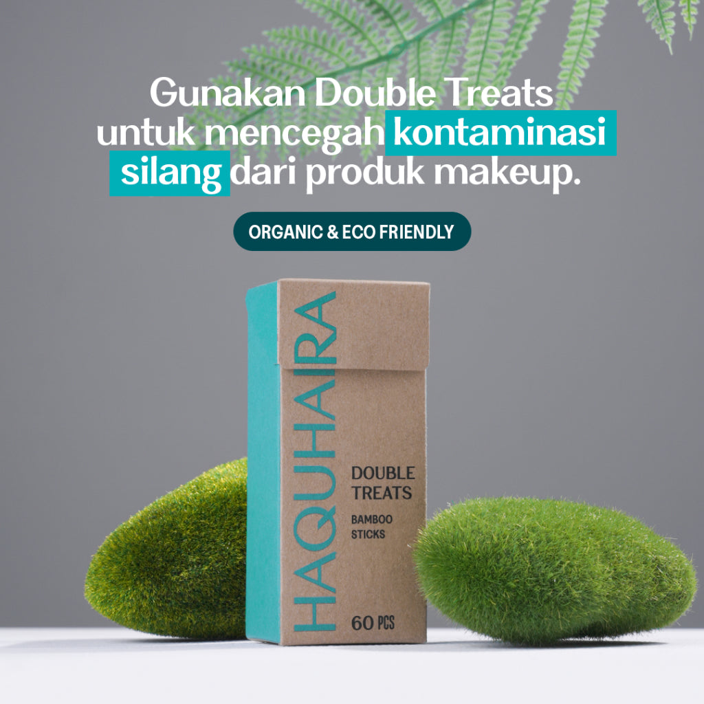 Haquhara Double Treat / Kuas Lips Spoolie Disposable Bamboo Brush