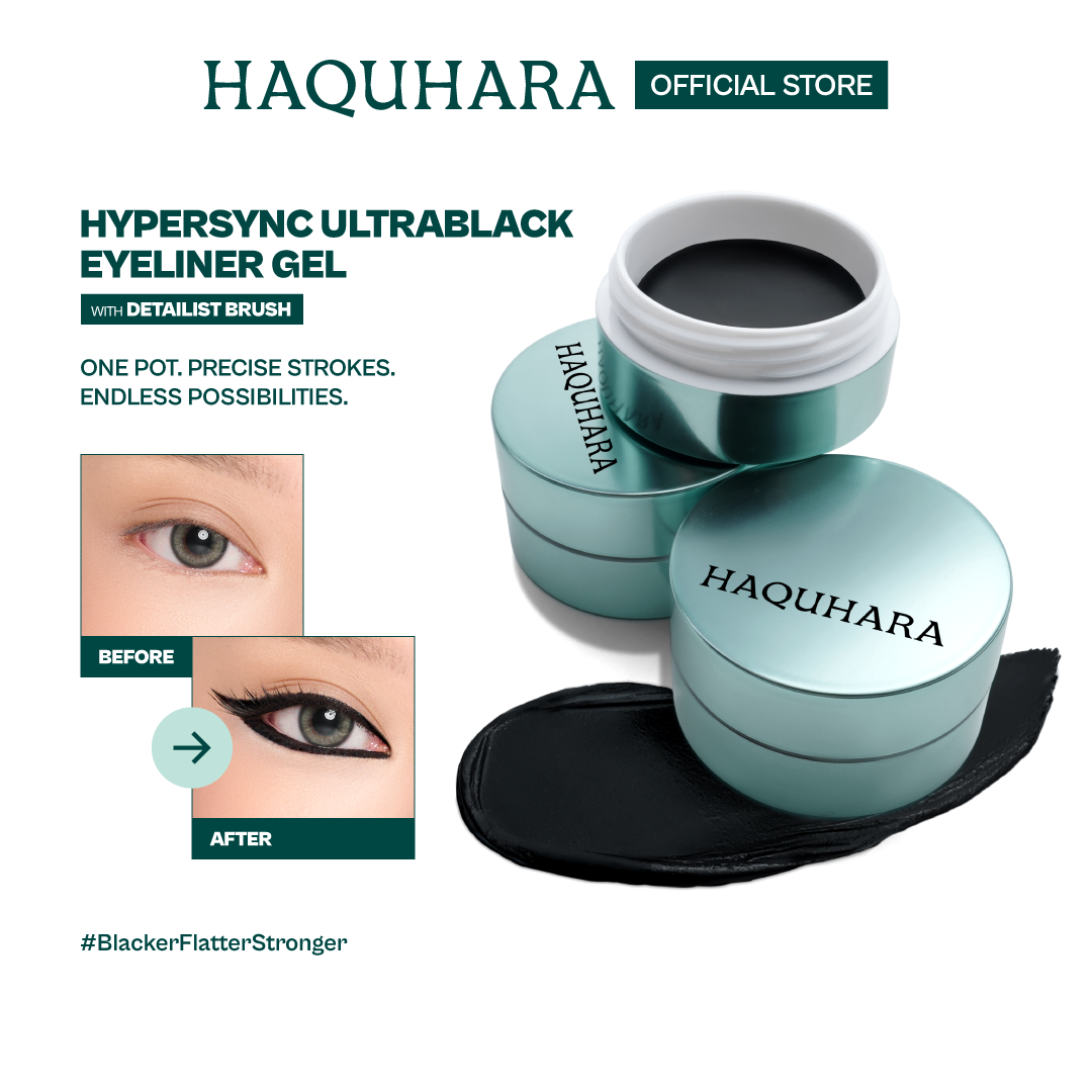 Haquhara Hypersync Ultrablack Eyeliner Gel & Detailist Brush / Matte Eyeliner Gel Pot & Brush Aplikator