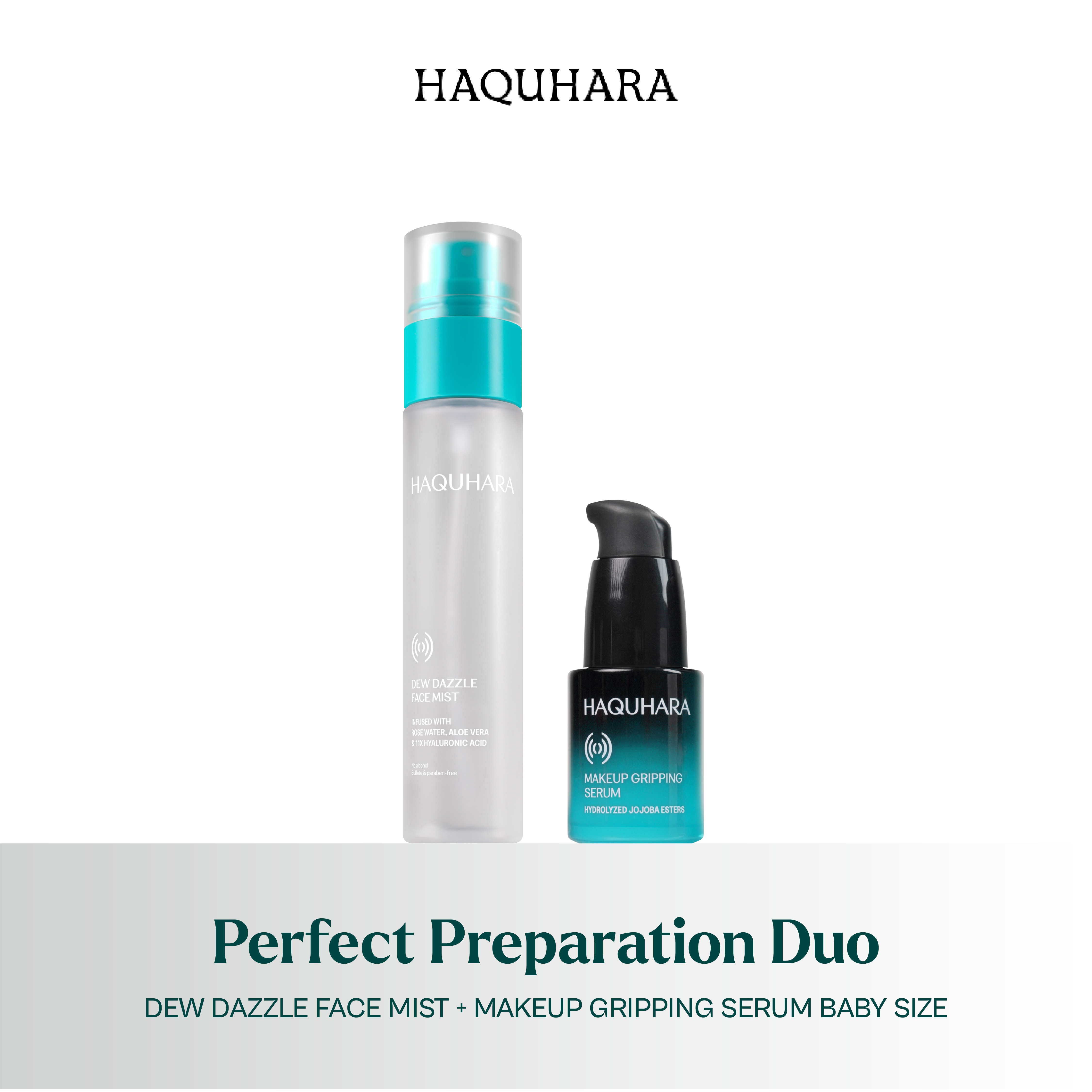 Haquhara Perfect Preparation Duo - Dew Dazzle Face Mist + Makeup Gripping Serum Baby Size