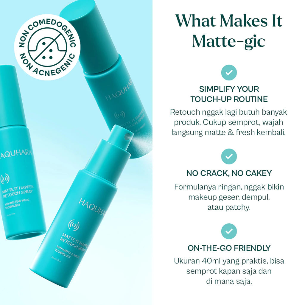 [Most Chosen Bundle] 2pc Haquhara Matte It Happen Retouch Spray/Instant Oil-Absorbent Face Spray /Gentle for Everyday Use/Liquid Blotting Paper Spray
