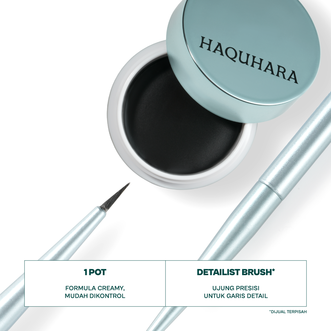 Haquhara Hypersync Ultrablack Eyeliner Gel & Detailist Brush / Matte Eyeliner Gel Pot & Brush Aplikator