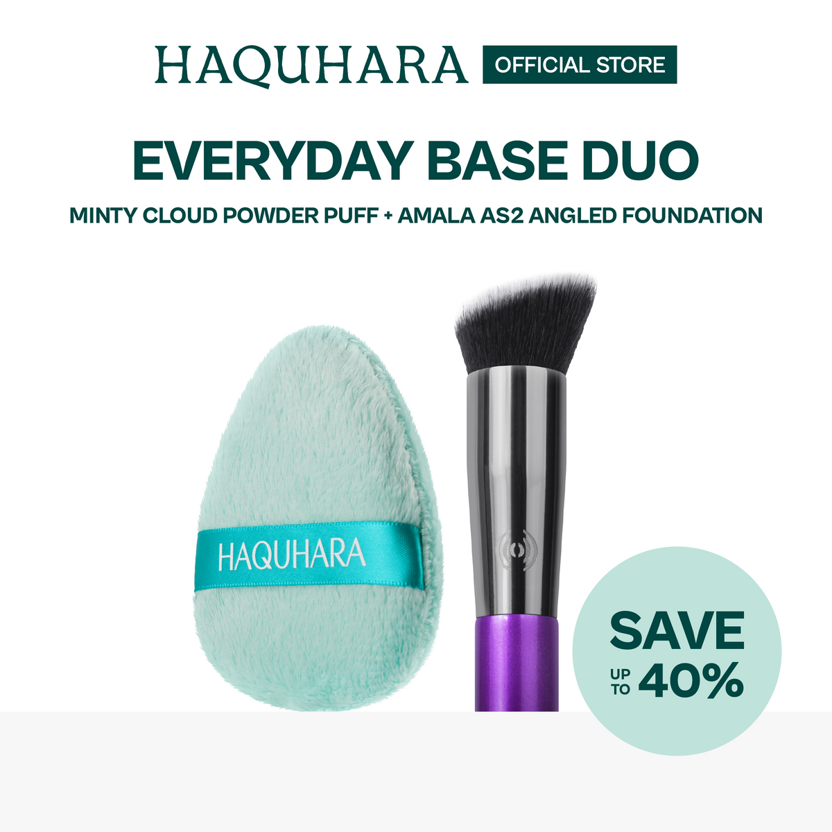 [BUNDLE 2PC] Haquharra Everyday Basic Duo - Brush & Makeup Sponge / Makeup Tools Biginner Friendly