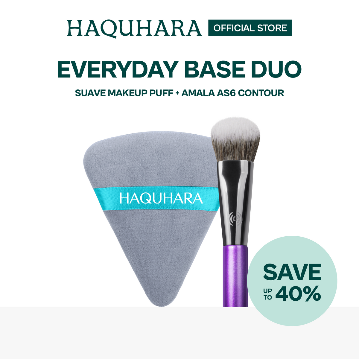 [BUNDLE 2PC] Haquharra Everyday Basic Duo - Brush & Makeup Sponge / Makeup Tools Biginner Friendly