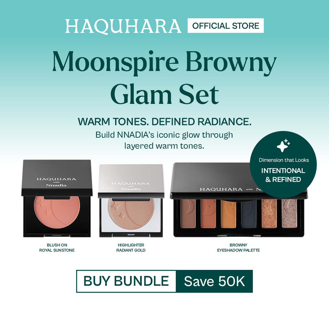 [BUNDLE 3PC] Haquhara with NNADIA Moonspire Browny Glam Set - Blush On Royal Sunstone + Highlighter Radiant Gold + Browny Eyeshadow Palette