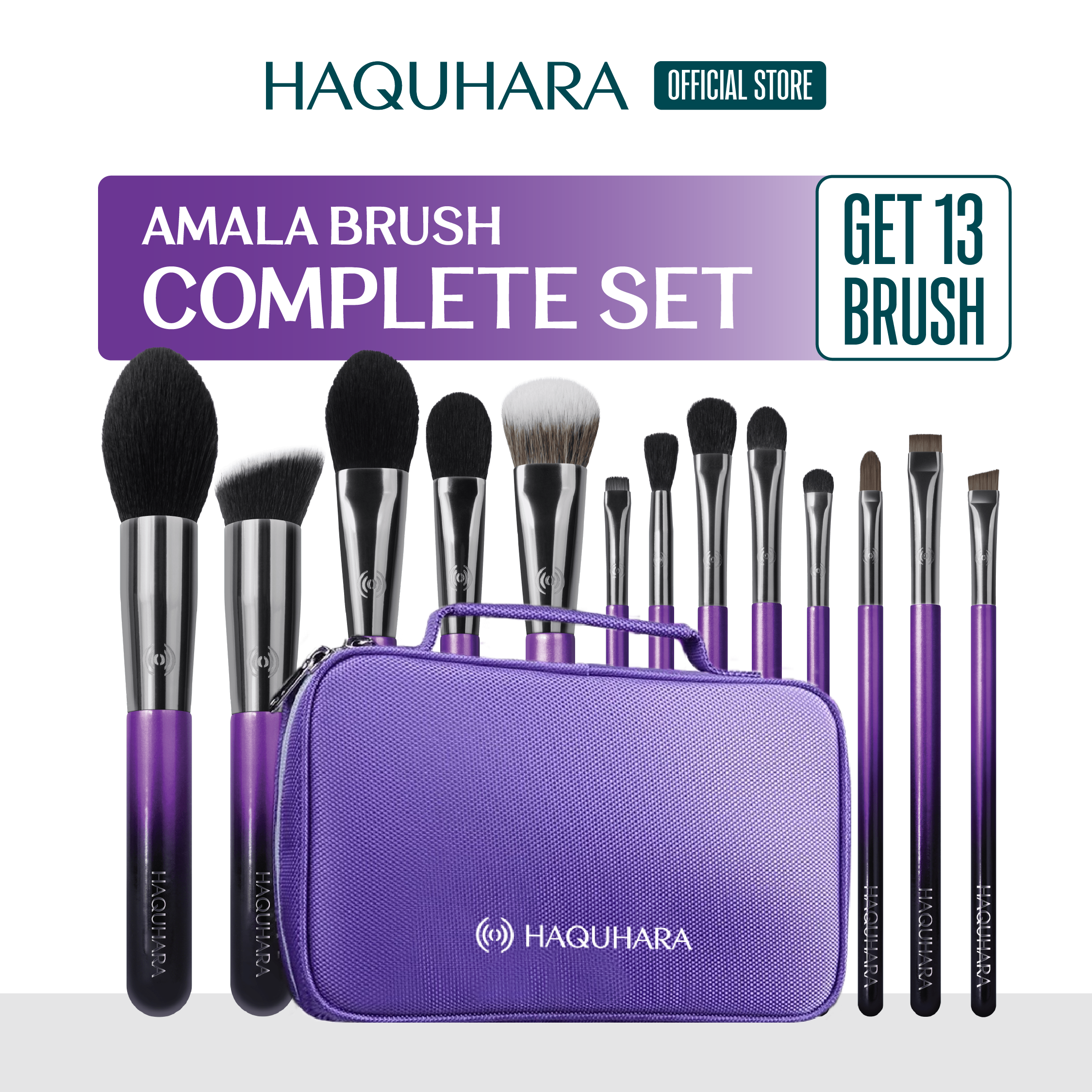 [BUNDLE BRUSH + BAG] Haquhara Amala Brush Complete Set 13pcs + Amala Brush Bag