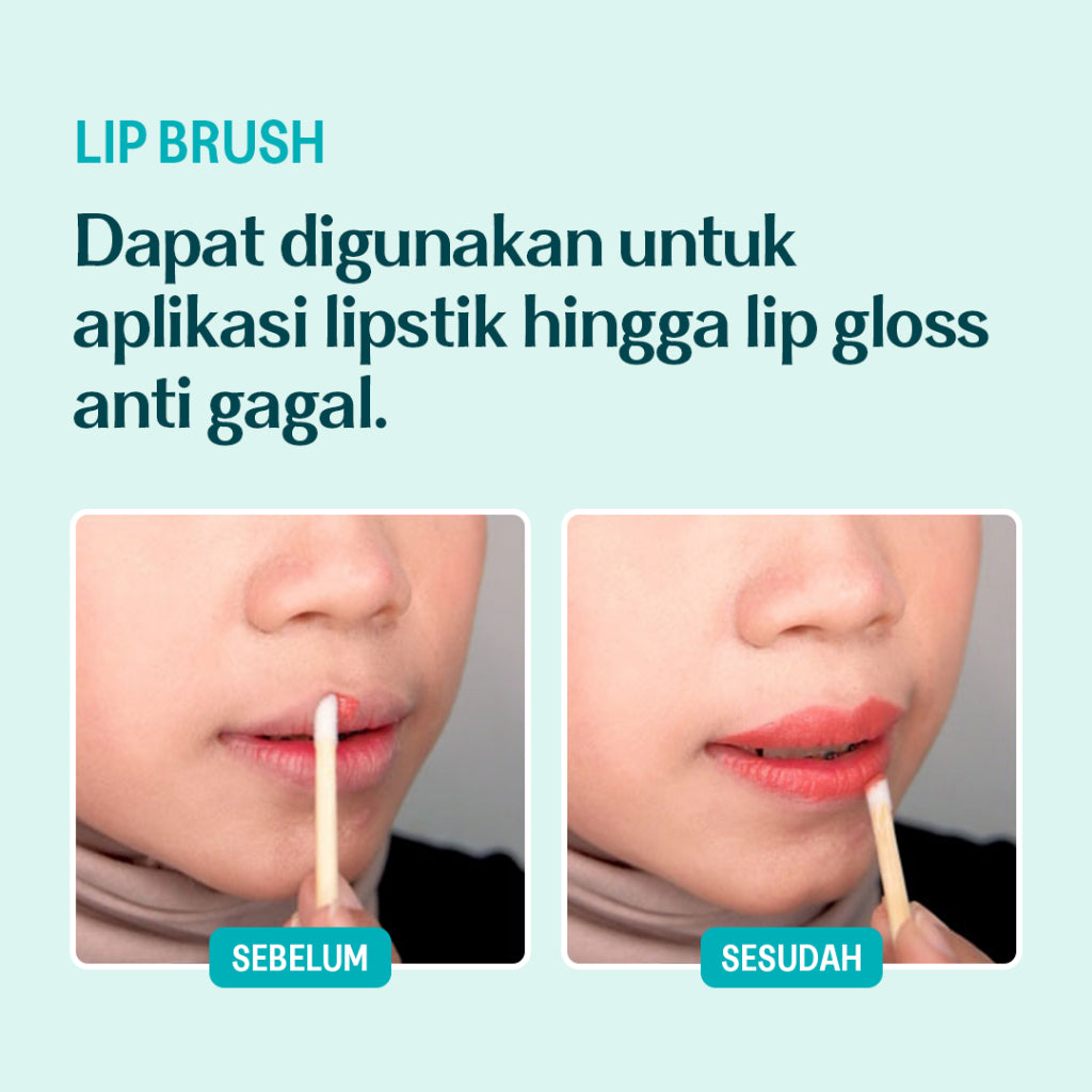 Haquhara Double Treat / Kuas Lips Spoolie Disposable Bamboo Brush