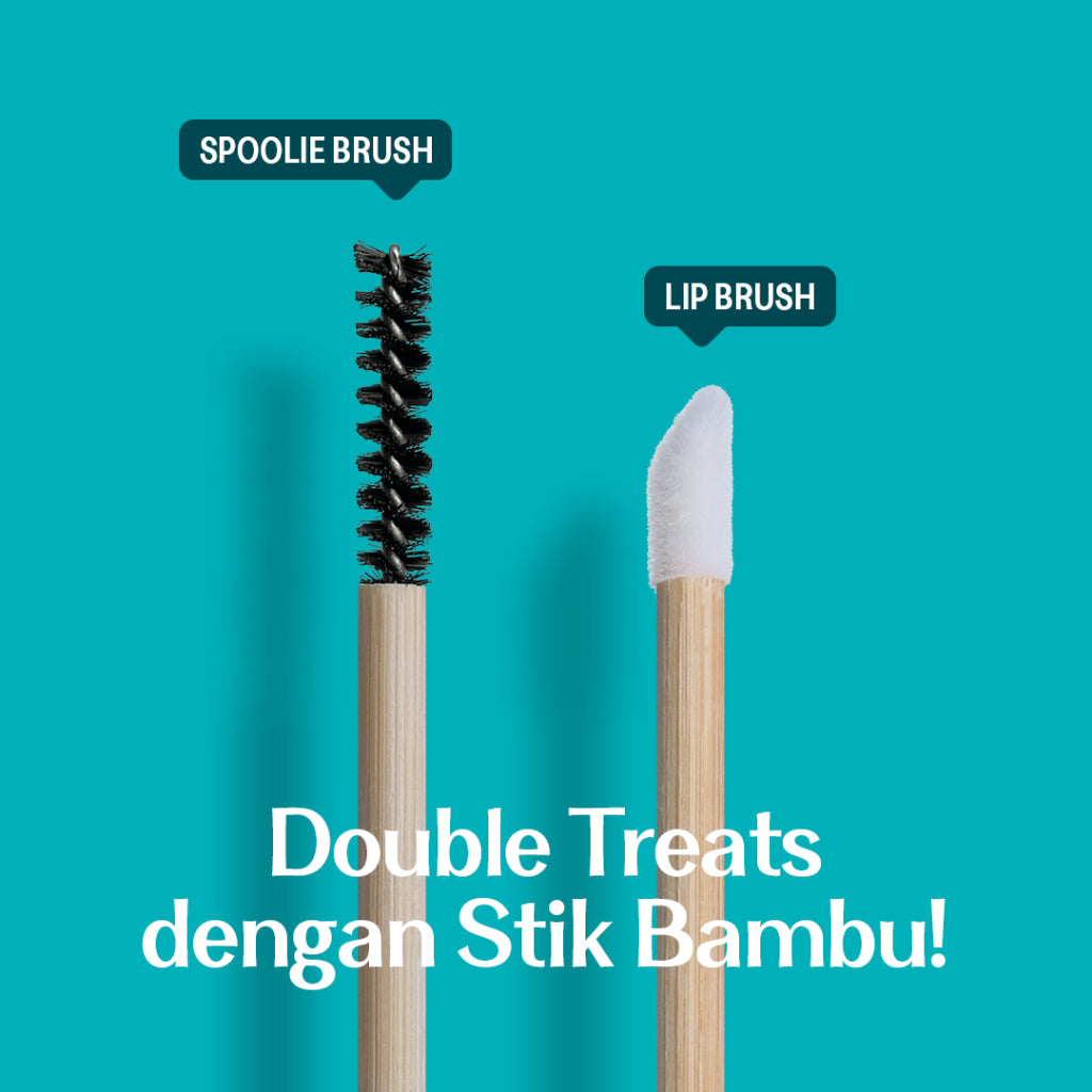 Haquhara Double Treat / Kuas Lips Spoolie Disposable Bamboo Brush