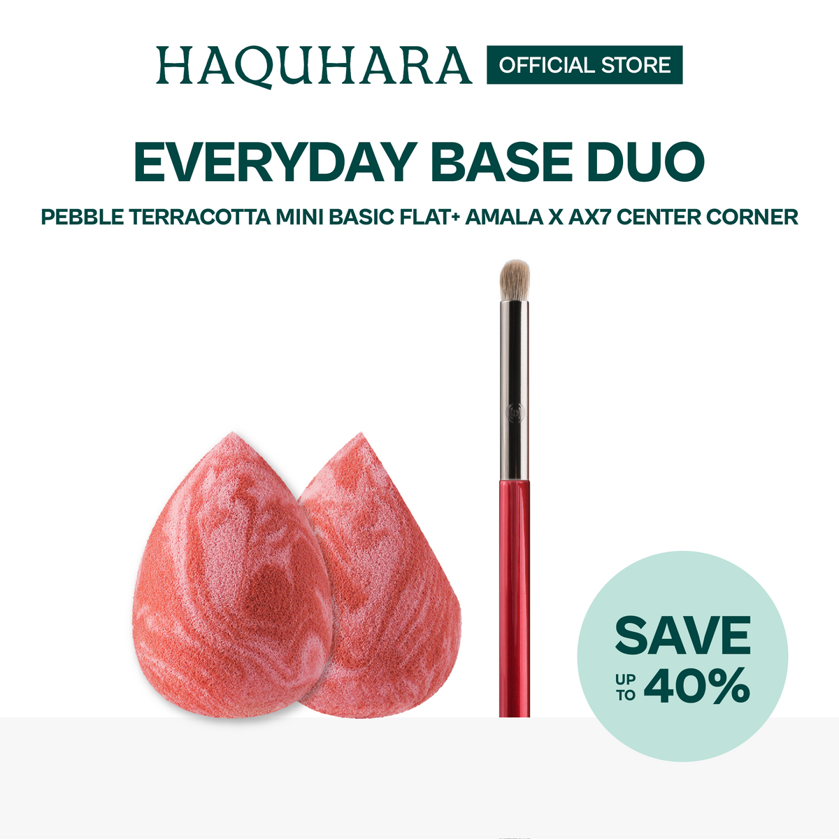 [BUNDLE 2PC] Haquharra Everyday Basic Duo - Brush & Makeup Sponge / Makeup Tools Biginner Friendly