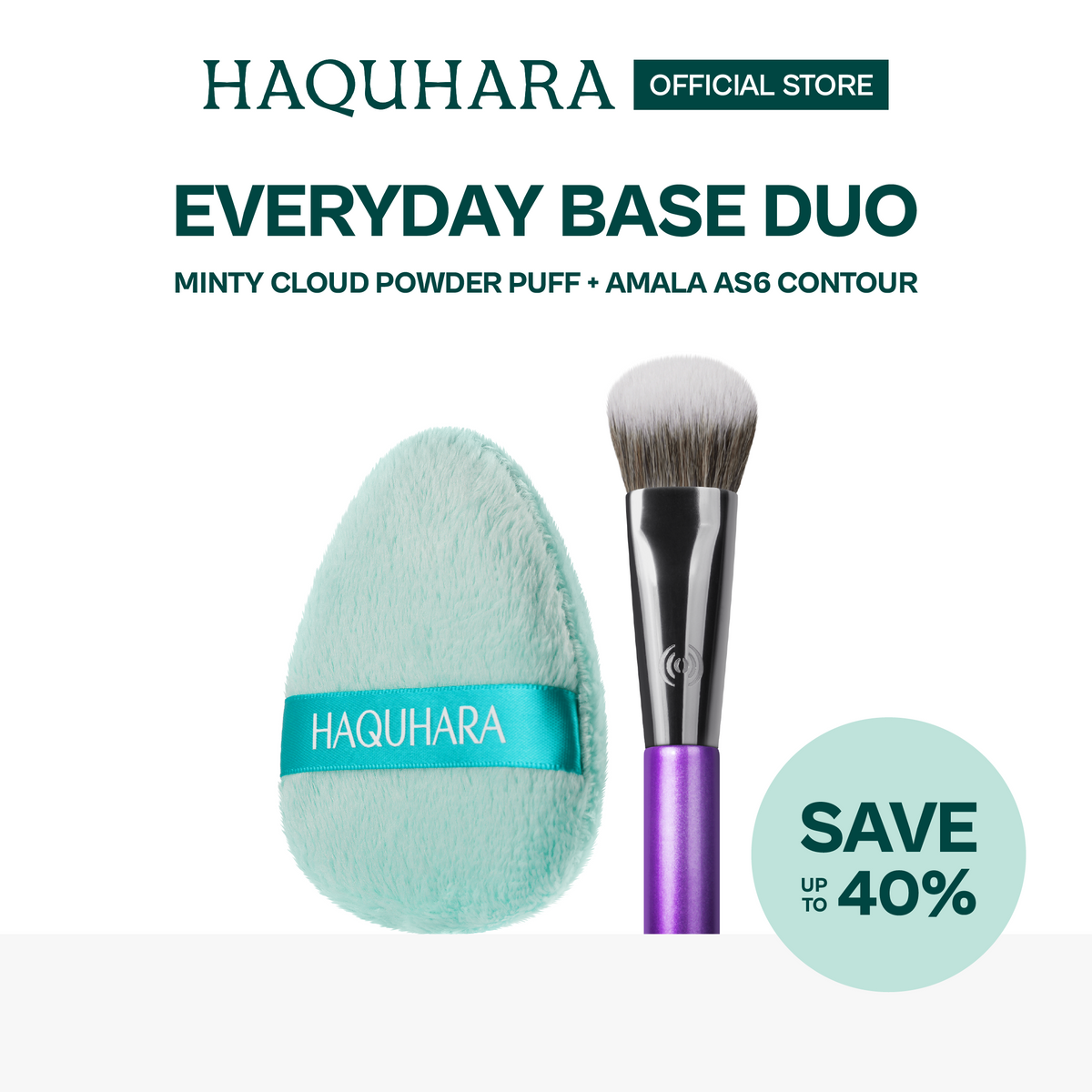 [BUNDLE 2PC] Haquharra Everyday Basic Duo - Brush & Makeup Sponge / Makeup Tools Biginner Friendly