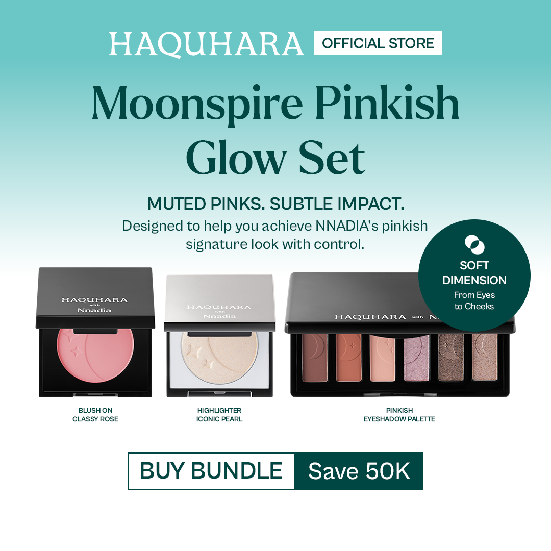 [BUNDLE 3PC] Haquhara with NNADIA Moonspire Pinkish Glow Set - Blush On Classy Rose + Highlighter Iconic Pearl + Pinkish Eyeshadow Palette