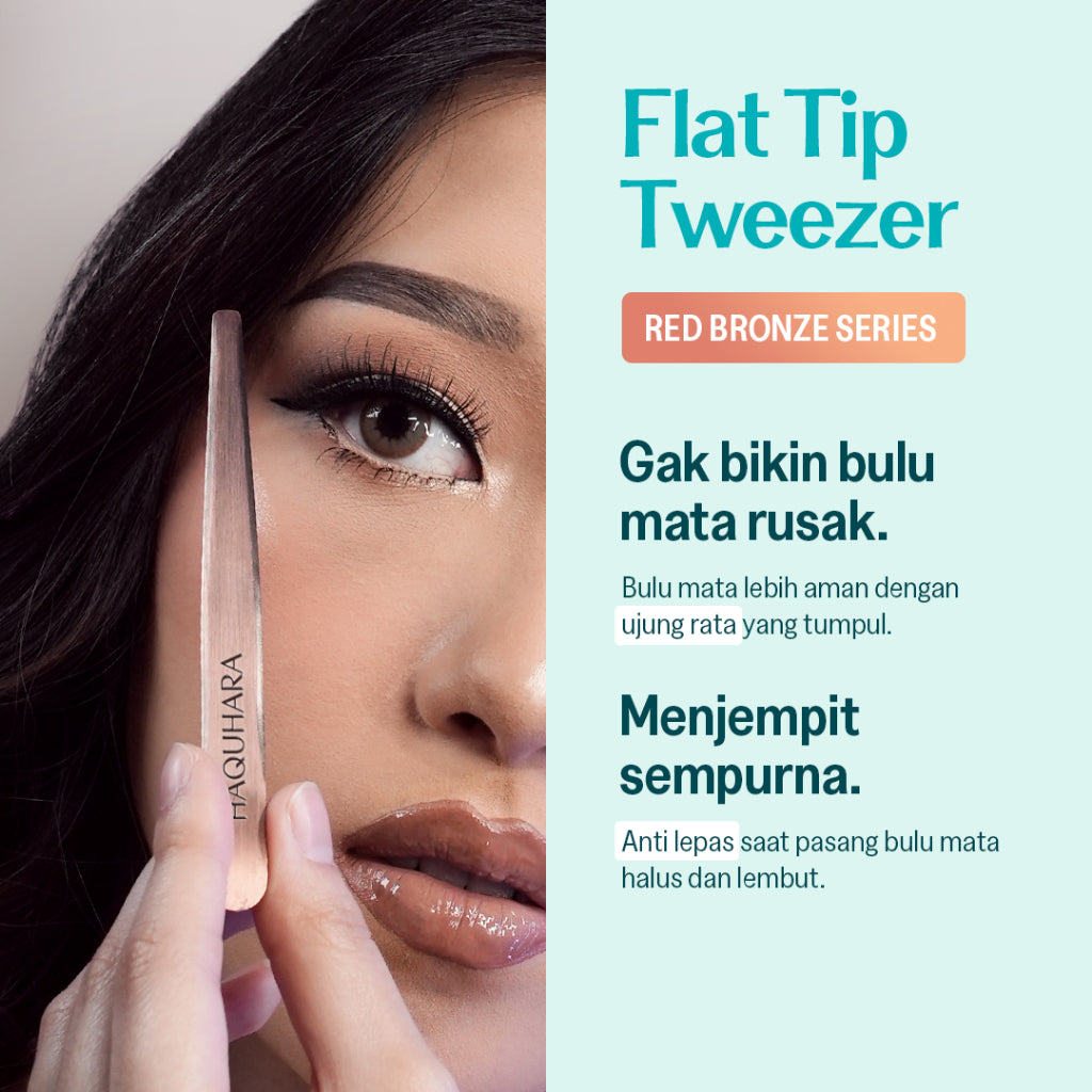 Haquhara Flat Tip Tweezer Pinset Bulu Mata Kotak